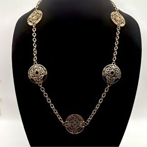 Studio Barse Natural Black Onyx & Golden Bronze Southwestern Medallion Necklace